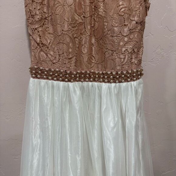 Xtraordinary Size 1 Pink Lace Halter Top Formal Dress - Picture 4 of 7